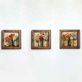 Wallity Pintura Decorativa en MDF con Marco UKZM064, 3 Piezas